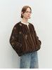 Winter Elegant Thick Warm Soft Brown Short Faux Mink Fur Coat Women Beading Loose Stylish Chic Fluffy Jacket