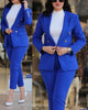 2Pcs Women's Solid Color Suit + Trousers Two-Piece Set Slim Fit Business Double Breasted Formal Female Clothes Outfit
