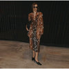 Deer Spotted Print Women 2pcs Skirt Sets Notched Lapel Oversized Blazer Midi Skirt Elegant Chic Autumn Winter Office Outfit