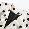 Elegant Dot Shirt Skirts Suit Women Long Puff Sleeve Button V-neck Jacket Mini Skirt Spring Chic 2 Pieces Set Lady