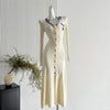 Brand Knitted Maxi Dress Elegant Turn-down Collar Embroidery Long Sleeve Shirt Dress Lady Sweater Vestidos