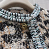 Vintage Wild Leopard Pattern Tweed Woven Jacket Women Fall Winter Edge Crochet O-neck Gold Buttons Long Sleeve Chic Coat