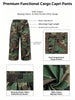 Women's Camouflage Streetwear Cargo Capri Pants High Waist Wide Leg Pockets Baggy Cropped Trousers Bottoms
