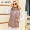 Gasmam Winter Down Jackets Women Warm Pluggable Sleeve Thermal Vest Classic zipper Lacing Design Pocket Hooded Parkas 83369