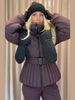 Women Peplum Ski Jackets Hooded Stand Collar Belt Waist Zipper Solid Puffer Jacket Sheath Warm Sport Winter Skiwear