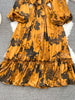 Spring Autumn Women's Long Sleeved Dress Temperament Loose Large Size Lace Up Printed Long Dress Female C329