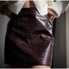 Croc Embossed Cropped Faux Leather Jacket High Stand Collar Long Sleeve Oversized Women Jackets Autumn Chic Coats