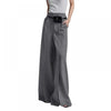 Urban Female Business Suit Pants Black White Loose Straight Pant High-Waist Pleated Split-Front Trousers