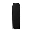 Black Cropped Blazer Coat Skirt Set Women Sexy Full Sleeve V-neck High Waist Split Long Skirts Lady Spring Commute Outfit