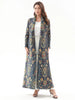 Pleated Turndown Collar Long Sleeve Cardigan Dress Women Spring Abaya Original Designer Vintage Printed Coat
