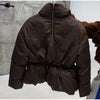 Elegant Cotton Warm Women's Jacket Autumn Winter Loose Full Sleeve Zipper Stand Collar Thicken Coats Waist Outwear Lady