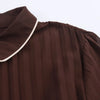 Women Brown With Belt Pleated Midi Dress Front Button Long Sleeve Chiffon Autumn Dresses Female Office Vestidos