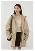 Women's Woolen Coat Loose Solid British Hooded Jackets Drawstring Mid-length Ladies Windbreaker Autumn Winter