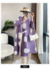 Sanzhai Pleated Ladies Windbreaker Coat Spring Autumn Single Breasted Stand Neck Printed Jacket Women Thin Long Outwear 4XL