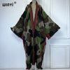 Africa classic camouflage colour print Winter Hooded cardigan dress Female abaya winter outfits for women long down coat
