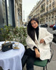 Winter Women's White faux fur Effect straight cut loose Edition casual suit jacket