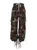 Women Streetwear Drawstring Pants Autumn Winter Camouflage Print Loose Safari Cargo Harem Hip Hop Trousers