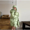 Women's Oversized Quilted Jacket With Hooded Stand Collar Long Sleeve Zipper Pocket Coat Lady Warm Winter Outerwear