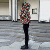 Women's Winter Jackets Printed Hooded Padded Jacket Street Female Stand Collar Long Sleeve Zipper Loose Coats Lady Outerwear