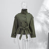 Spring Women's Solid Lace Up Trench Coat Stand Collar Double Breasted Jacket Stylish Lady Long Sleeve Outerwear Street