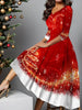 Christmas Dress Women Snowman Snowflake Print Elegant Party Dresses Woman Fall Flare Sleeve Pullover Party Dress