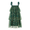 Sequins Star Print Christmas Dress Women's Tie Shoulder Strap Tiered A-Line Tulle Dress for Party Evening Gown Vestidos