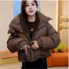 Hooded Collar Cotton-padded Jacket For Women Autumn Winter Solid Loose Warm Female Puffer Coat