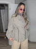 Causal Long Sleeved Grid Female Jacket Drawstring Tight Loose Women's Trench Collar Single Breasted Pocket Outerwear