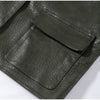 Women Lapel Collar Single Button Croc Embossed Leather Jacket Long Sleeve Drop Shoulder Patch Pocket Loose Retro Short Street