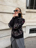 Cardigan Paisley Print Sweater Women's Coat Stand Collar Top Long Sleeves Thick Knit Fabric Spring Woman Clothes Daily Outerwear