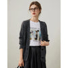Winter Bright Silk Yarn V-neck Cardigan Aging Reduction Long Sleeve Women's Thick Knitted Jacket
