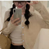 Red Cardigan Sweater for Women Soft Knit Long Sleeve Button-up Crop Jacket Blouse Top Spring Autumn Shrunken Cardigan Y2K