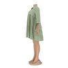 Elegant Women Big Swing Turn-down Neck Single Breasted Shirt Style Loose Smock Dress