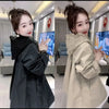 Autumn Temperament Lace Hooded Stitching Slim Windbreaker Coat Women Casual All-match Long Sleeve Elegant Ladies Outwear