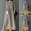 Long Sleeve Gingham Patchwork Maxi Dress V Neck Vintage Holiday Spring Vestidos Women Check Loose Casual Long Dress