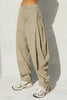 Women's Cargo Pants Solid Color Causal Fall Baggy Leg Barrel Track Pants with Pockets