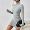 Autumn Women Mini Dresses For Solid Long Sleeves Turtleneck Sexy Bodycon Sheath Dress Club Elegant Party Dress Pullover Clothing