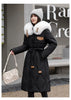 White Fur Collar Down Cotton Parkas Padded Coat Women Winter Long Over The Knee Waist Warm Thick Parkas Coat