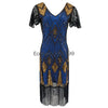 1920s Women Flapper Fringe Dress Sexy V-neck Butterfly Sleeve Sequin Banquet Party Evening Dress Ladies Vintage Gatsby Costumes