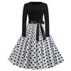 Harajuku Vintage Woman Music Note Print Elegant Party Dress Casual Women's Retro Long Sleeve Spring Autumn Midi Dresses