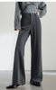 Wool Blend Flare Pants Women Winter Thick Warm Trousers High Waist Office Lady Casual Pants 144K57322