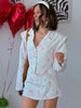 Floral Printed Blazer Skirt Suit Women Elegant Cropped Lapel V-neck Coat Slim Mini Skirts Set Spring Lady Casual Outfit