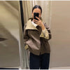 Grid Double-sided Jackets Coat Women Stand Collar Single Breasted Elegant Loose Outerwear Female Spring Chic Casual Jackets Top