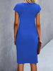 Women's casual dress tight dress front knot round neck medium-long dress basic daily wear