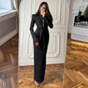 Lace Up Elegant Evening Dress Female Autumn Sexy Deep V Neck Long Sleeve Maxi Dresses Party Slim Commute Long Dress