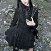 Black Gothic Y2K Mini Dress Women Sexy Spicy Girls Slim Fit Design Lolita Dresses Autumn Punk Vintage Long Sleeve Cake Dress