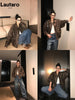 Spring Autumn Cool Handsome Retro Oversized Distressed Brown Soft Faux Leather Jackets for Women Zipper Runway