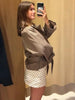 Women's Plaid Belt Short Jacket Loose Lapel Long Sleeve Lace Up Double Breasted Coats Autumn Lady Chic Jackets