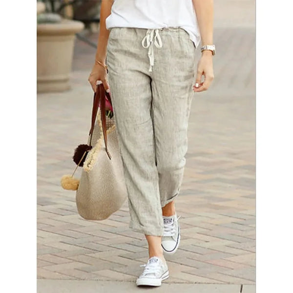 Autumn Cotton Women's Pants Y2K Black Drawstring Elastic Waist Casual Pants Female Loose Elegant Ladies Bottom