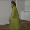 Women's Stand High Collar Single Metal Button Long Trench Coat Oversized Drop Shoulder Side Pocket Weekend Commute Casual Coat